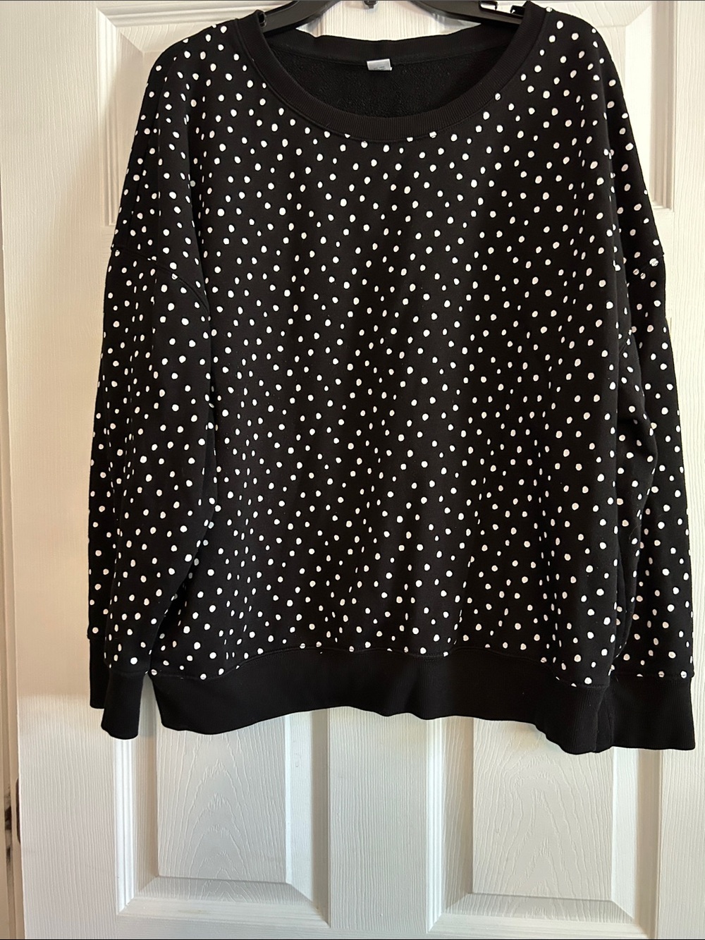 Old Navy Black Sweatshirt with White Polka Dots